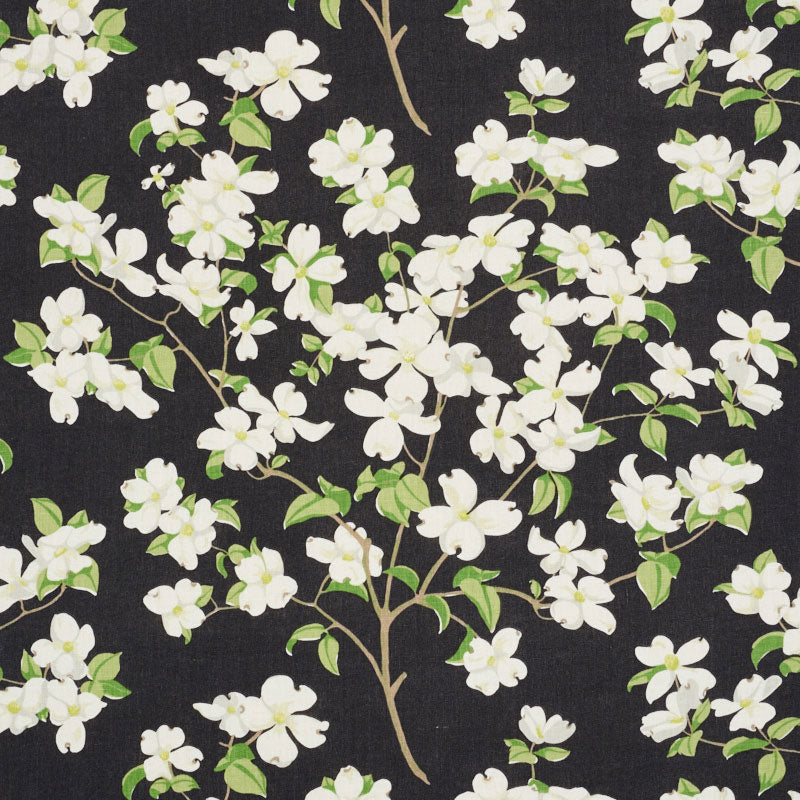 Blooming Branch fabric in black color - pattern number 177412 - by Schumacher in the Schumacher Classics collection