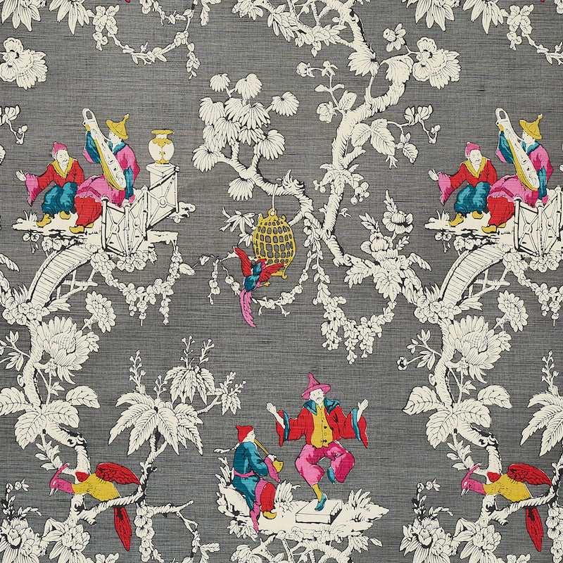 Chinoiserie Moderne fabric in graphite color - pattern number 177422 - by Schumacher in the Schumacher Classics collection