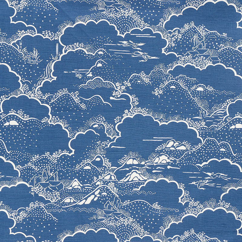 Kumo Village fabric in blue color - pattern number 177520 - by Schumacher in the Mingei collection