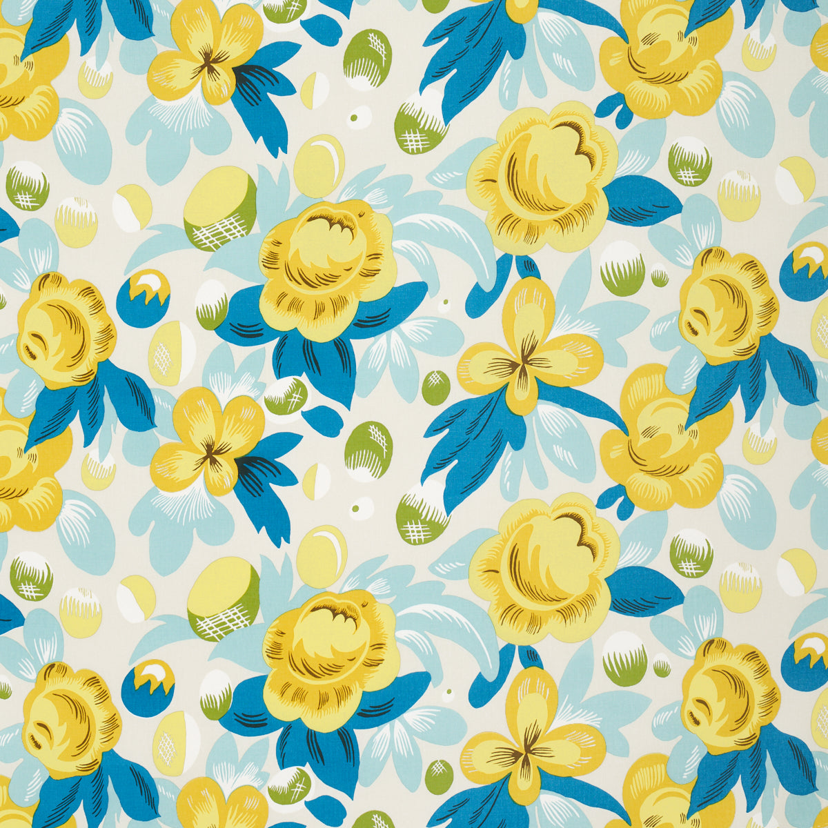 Juin fabric in citron and peacock color - pattern number 177532 - by Schumacher in the Fashion Forward collection