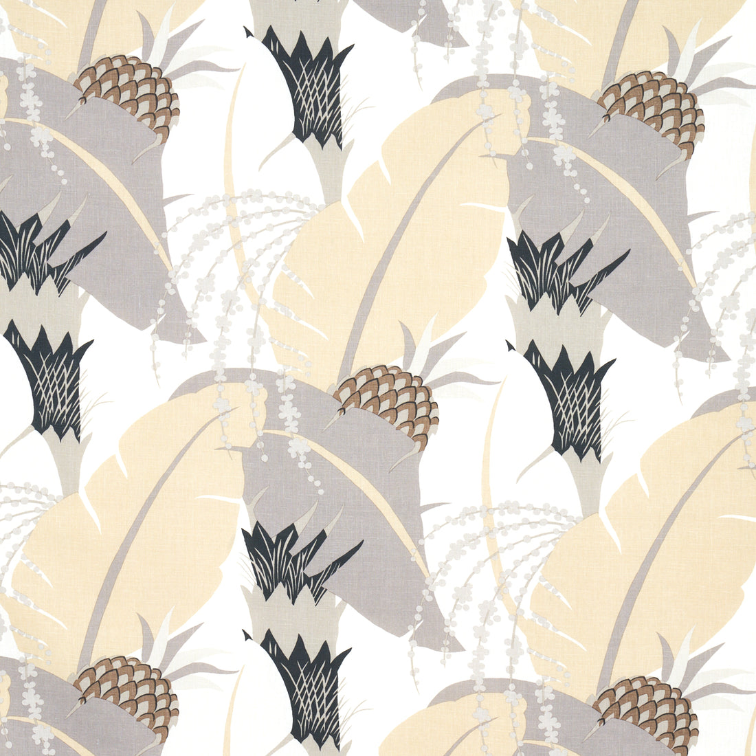 Ananas fabric in neutral color - pattern number 177542 - by Schumacher in the Tropicana collection