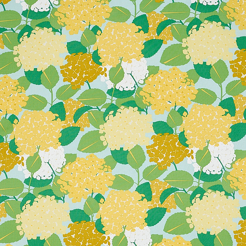 Hydrangea fabric in yellow color - pattern number 177581 - by Schumacher in the Signature Schumacher collection