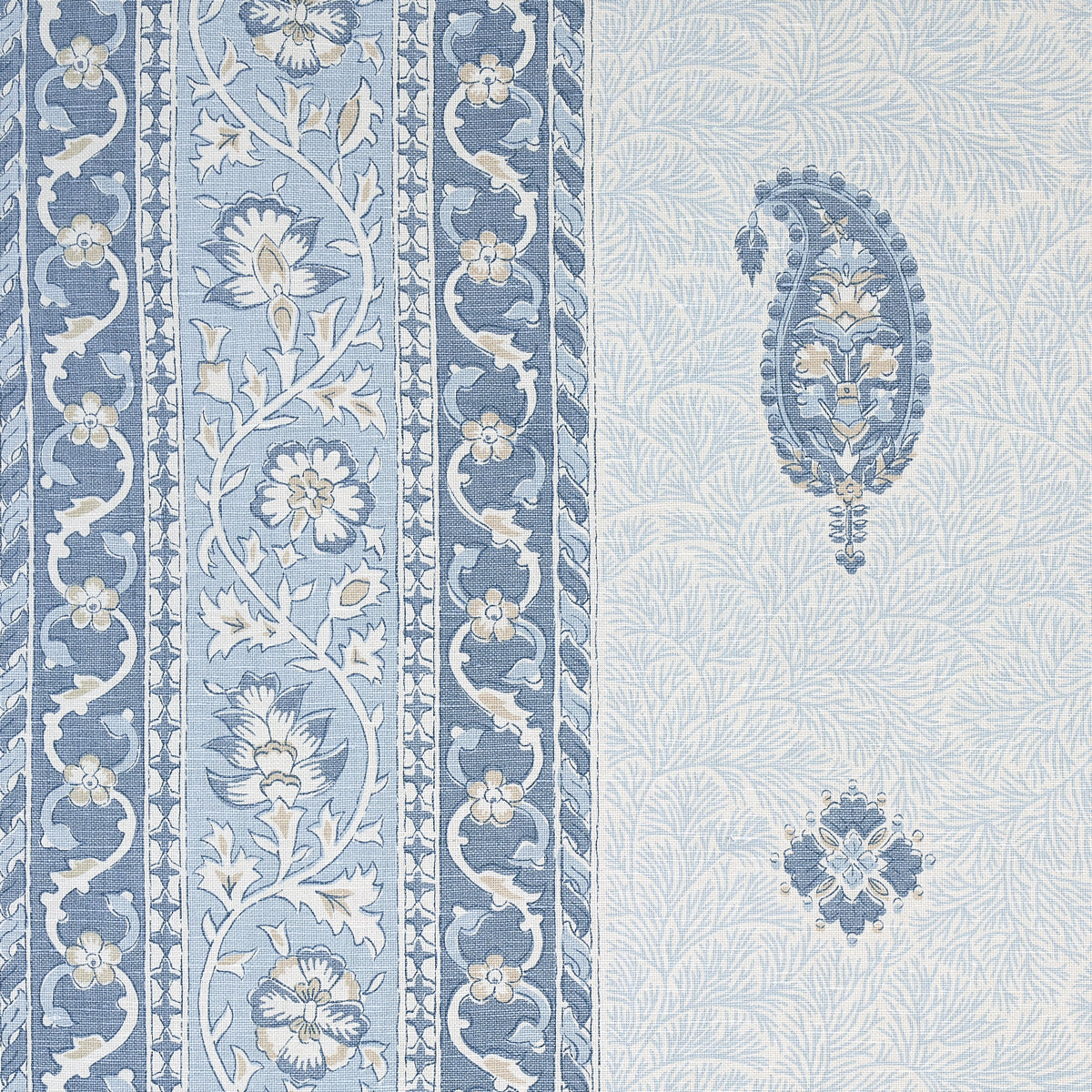 Ojai Paisley fabric in china blue color - pattern number 177615 - by Schumacher in the Mark D. Sikes collection