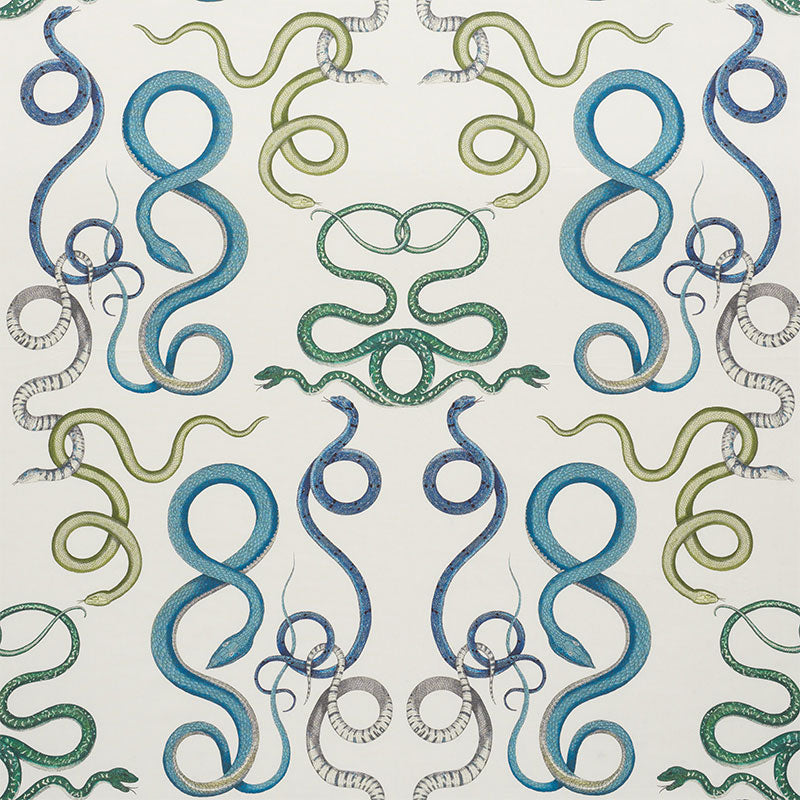Giove fabric in emerald and sapphire color - pattern number 177660 - by Schumacher in the Charlap Hyman &amp; Herrero collection