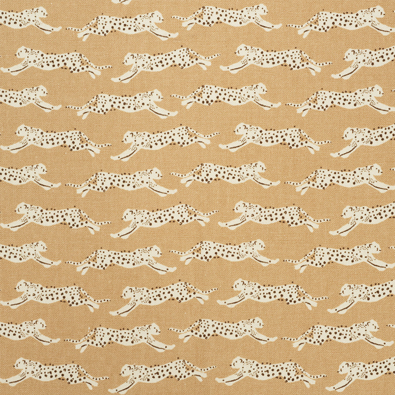 Leaping Leopards fabric in sand color - pattern number 177741 - by Schumacher in the Essentials: Small-Scale Prints collection