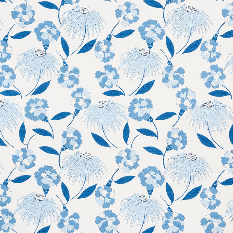 Bouquet Toss fabric in afternoon blue color - pattern number 177852 - by Schumacher in the Celerie Kemble collection