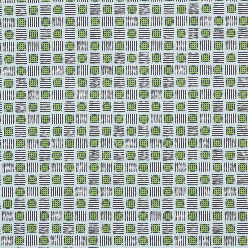 Mottley Grid fabric in sky and putting green color - pattern number 177862 - by Schumacher in the Celerie Kemble collection