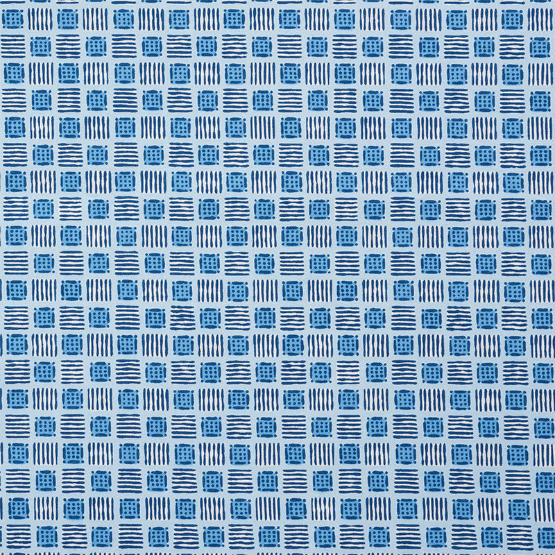 Mottley Grid fabric in cottage blue color - pattern number 177863 - by Schumacher in the Celerie Kemble collection