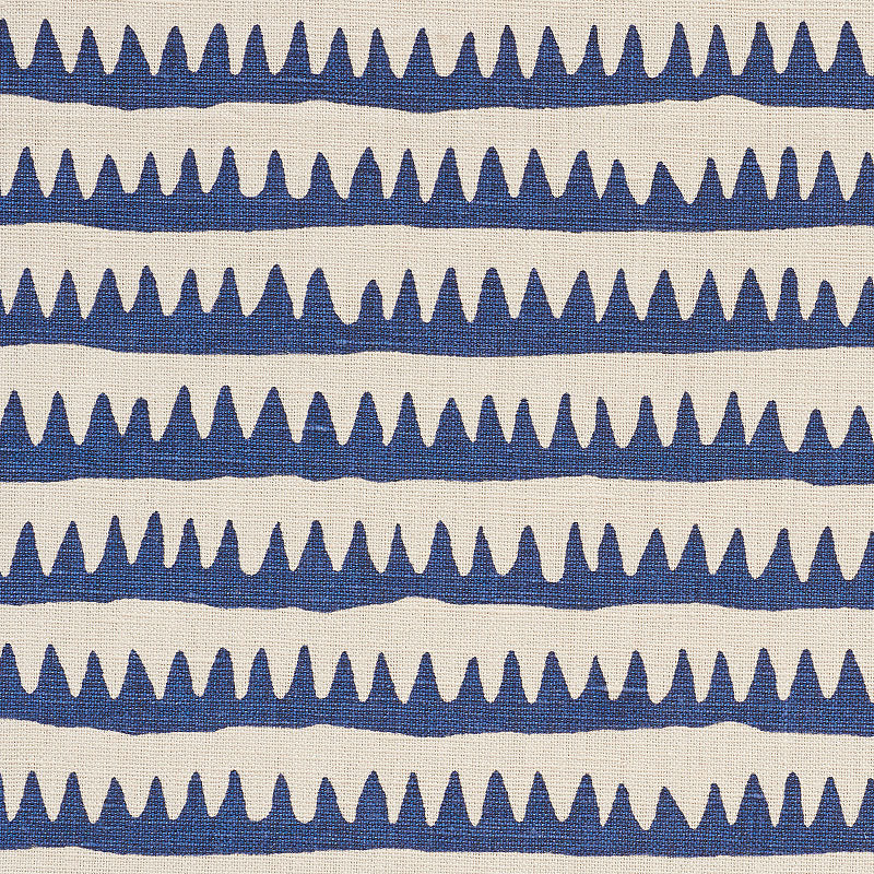 Corfu Hand Printed Stripe fabric in navy color - pattern number 177970 - by Schumacher in the Primitive Beauty collection