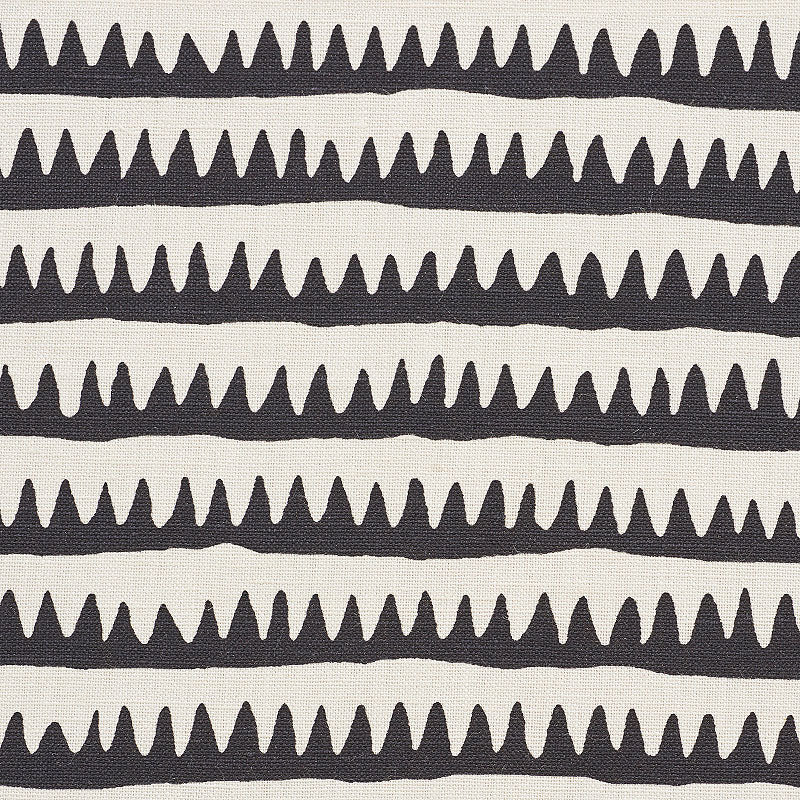 Corfu Hand Printed Stripe fabric in black color - pattern number 177971 - by Schumacher in the Primitive Beauty collection