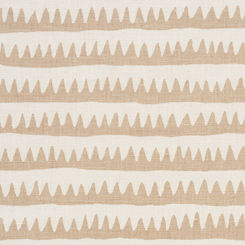 Corfu Hand Printed Stripe fabric in sand color - pattern number 177972 - by Schumacher in the Primitive Beauty collection