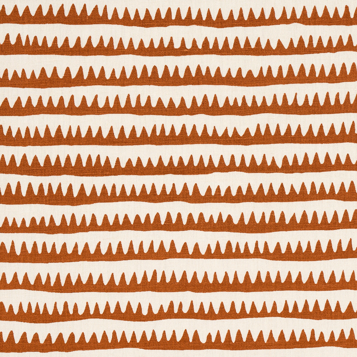 Corfu Hand Printed Stripe fabric in rust color - pattern number 177974 - by Schumacher in the Full Bloom collection