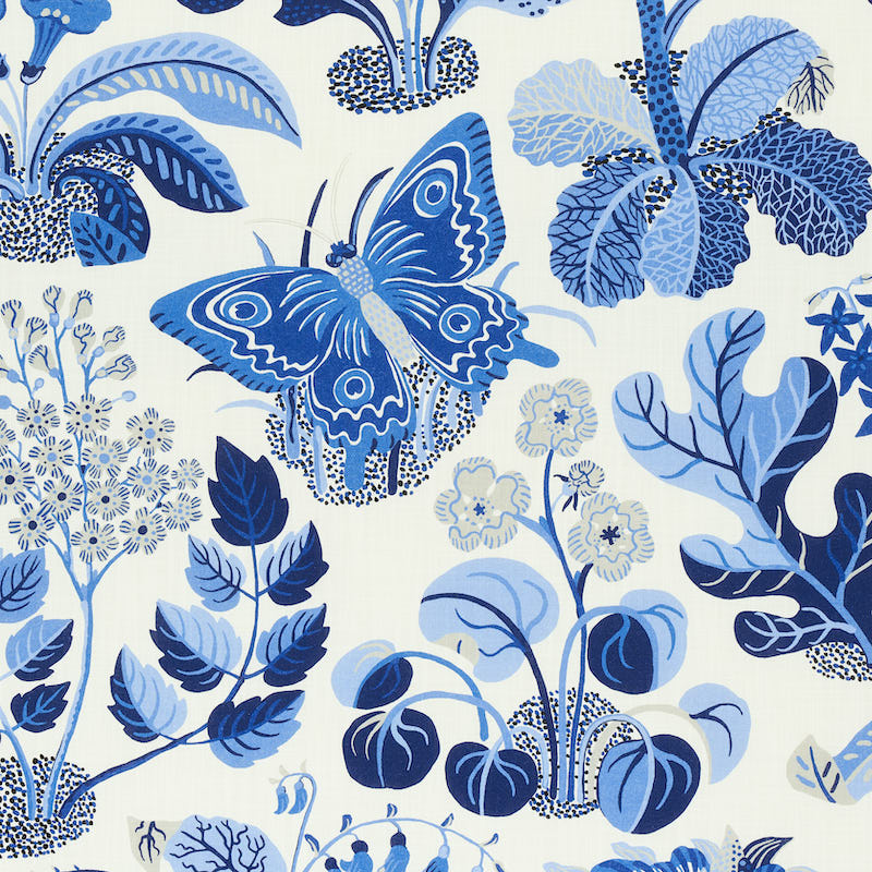 Exotic Butterfly Indoor Outdoor fabric in marine color - pattern number 177981 - by Schumacher in the Indoor-Outdoor Prints &amp; Wovens collection