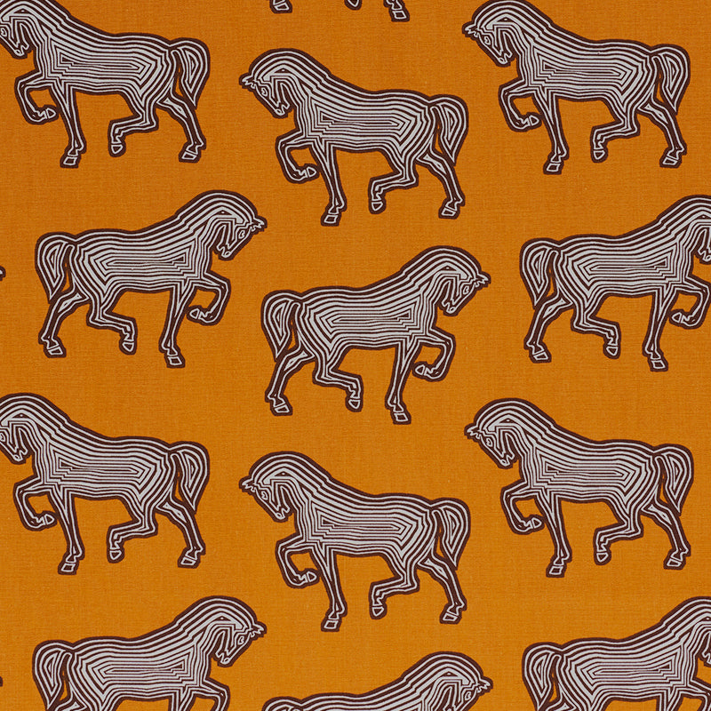 Faubourg fabric in orange color - pattern number 178010 - by Schumacher in the Club Cavalier collection