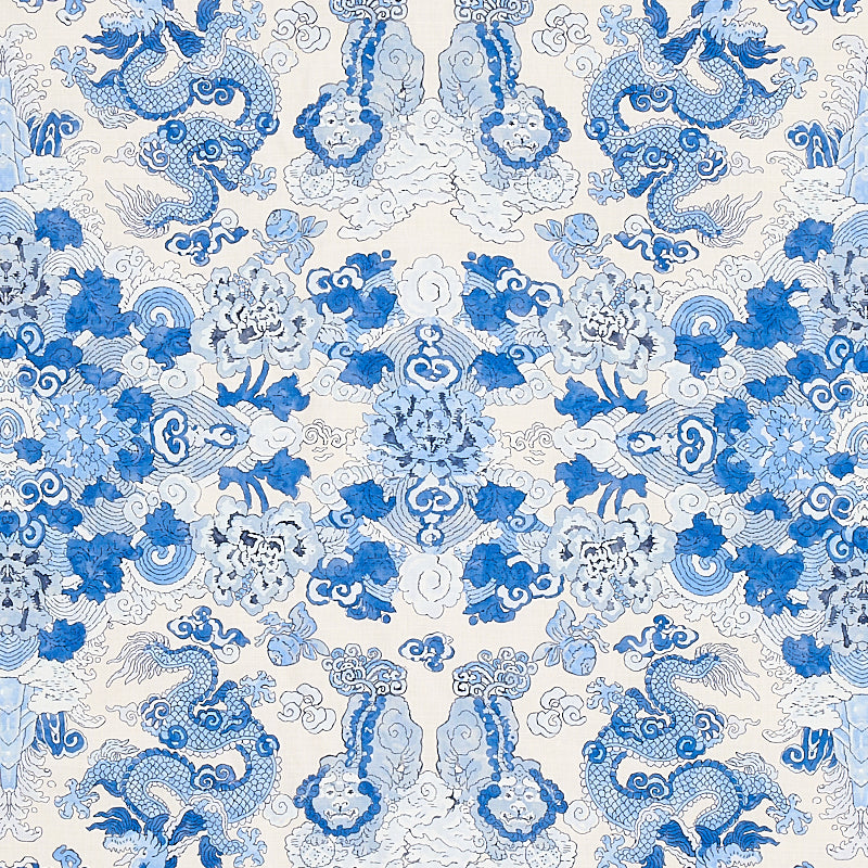 Magic Mountain Dragon fabric in porcelain color - pattern number 178054 - by Schumacher in the Flight of Fancy collection
