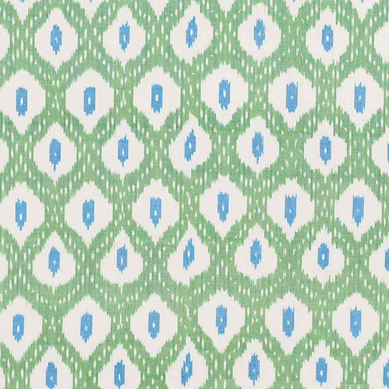 Indio Ikat fabric in green color - pattern number 178070 - by Schumacher in the Free Spirit collection