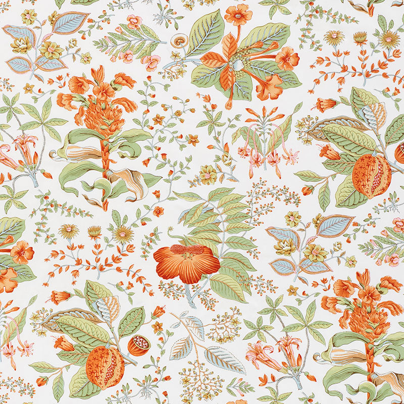 Pomegranate Botanical fabric in orange color - pattern number 178122 - by Schumacher in the Schumacher Classics collection