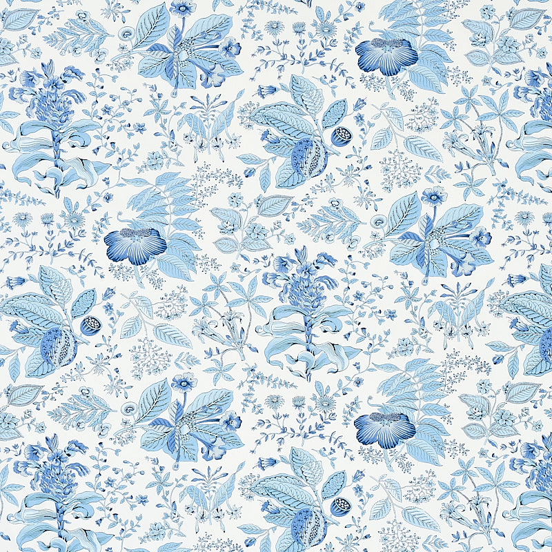 Pomegranate Botanical fabric in blue color - pattern number 178124 - by Schumacher in the Schumacher Classics collection