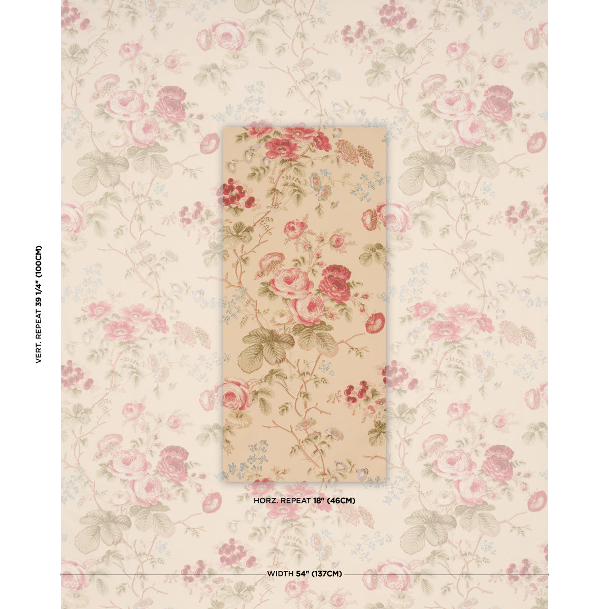 Salisbury Chintz fabric in Butter color - pattern number 178157 - by Schumacher in the Schumacher Classics collection
