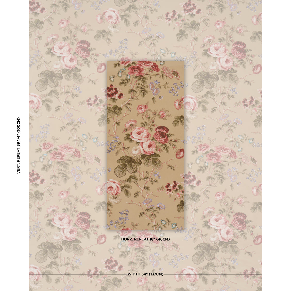 Salisbury Chintz fabric in Tobacco color - pattern number 178158 - by Schumacher in the Schumacher Classics collection