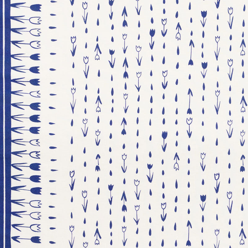 Tulip Parade fabric in navy color - pattern number 178200 - by Schumacher in the Vera Neumann collection