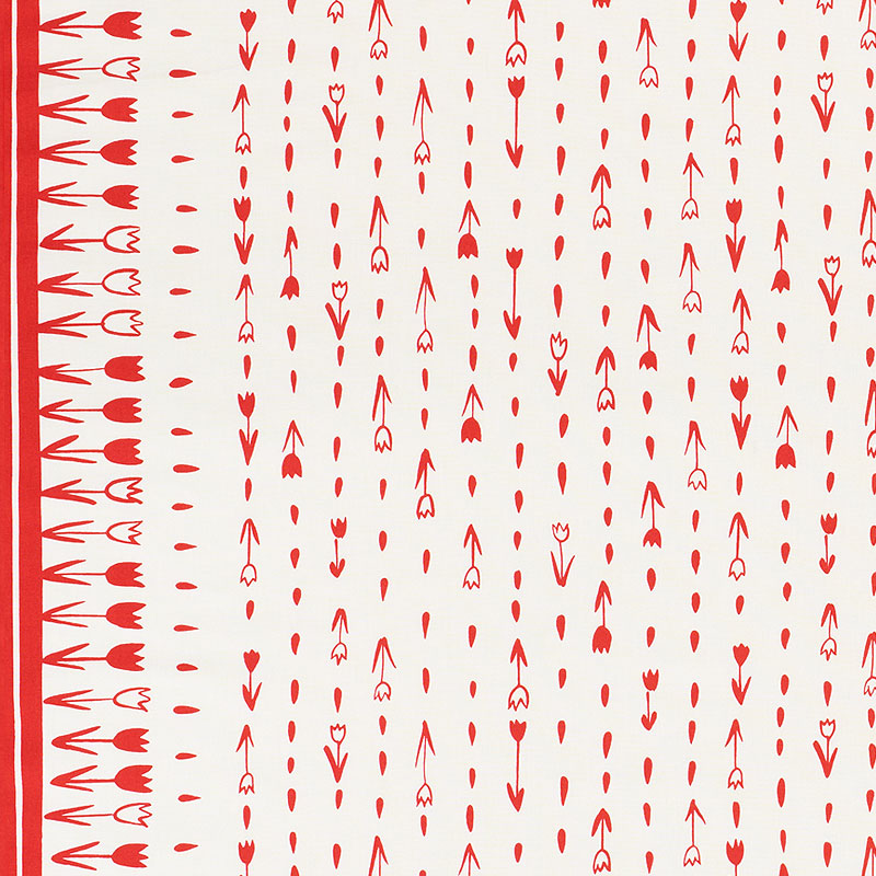 Tulip Parade fabric in red color - pattern number 178201 - by Schumacher in the Vera Neumann collection