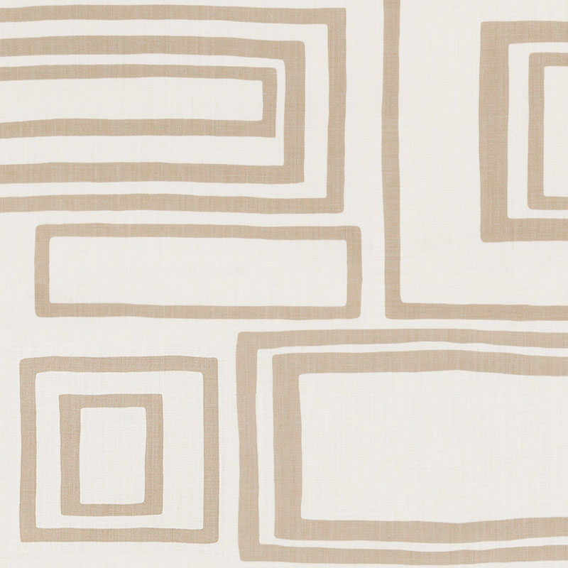 Large Open Boxes fabric in natural color - pattern number 178221 - by Schumacher in the Vera Neumann collection