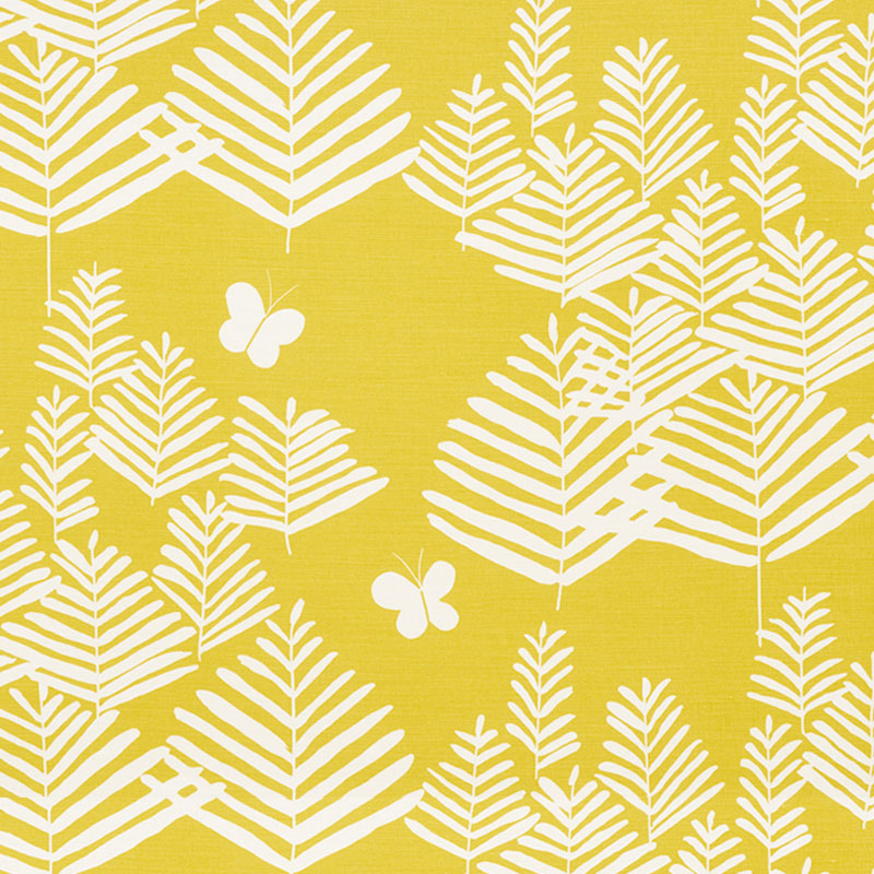 Fern Silhouette fabric in yellow color - pattern number 178231 - by Schumacher in the Vera Neumann collection