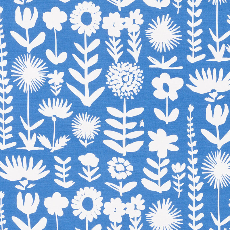 Wild Things fabric in blue color - pattern number 178251 - by Schumacher in the Vera Neumann collection