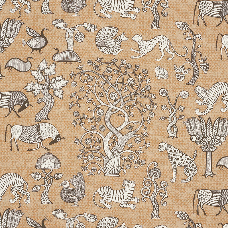 Animalia fabric in carbon and sienna color - pattern number 178322 - by Schumacher in the Palampore collection