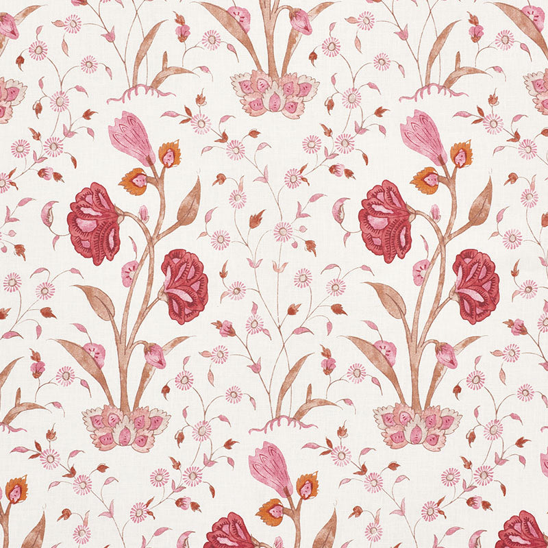 Khilana Floral fabric in rose color - pattern number 178332 - by Schumacher in the Palampore collection