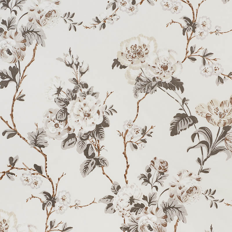 Betty Chintz fabric in charcoal color - pattern number 178401 - by Schumacher in the Veere Grenney collection
