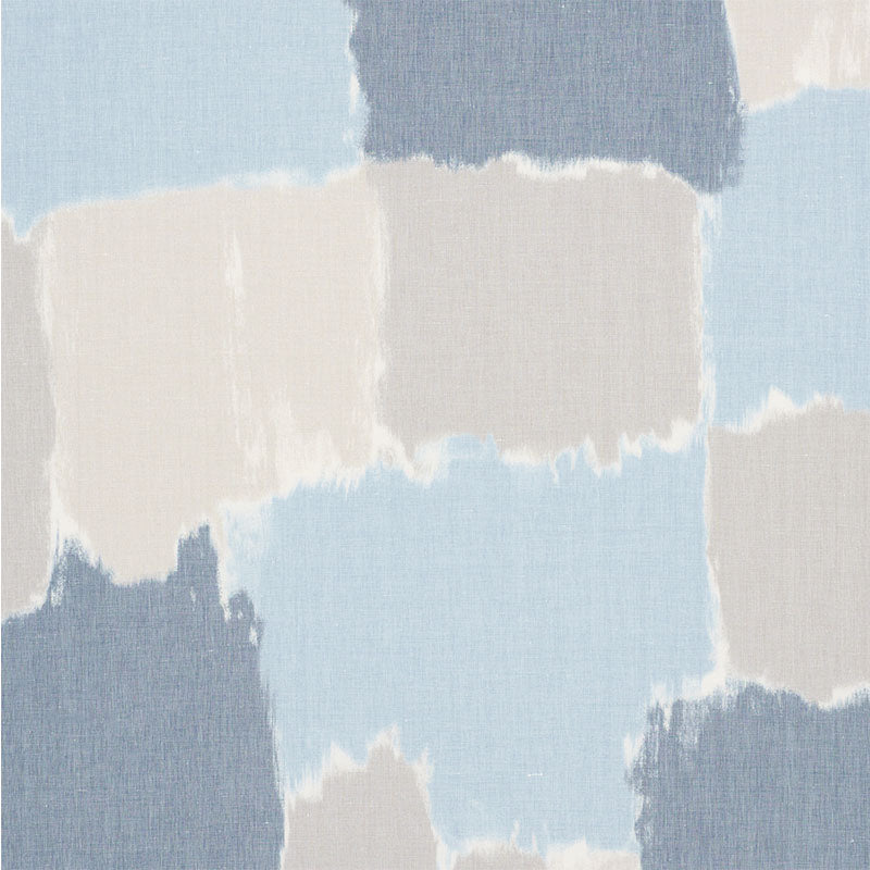 Colorblock Ikat fabric in denim color - pattern number 178471 - by Schumacher in the Freehand collection