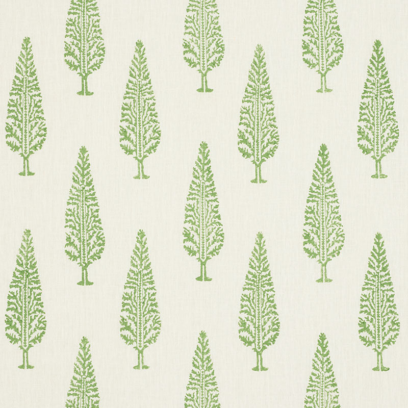 Juniper Block Print fabric in green color - pattern number 178511 - by Schumacher in the Palampore collection