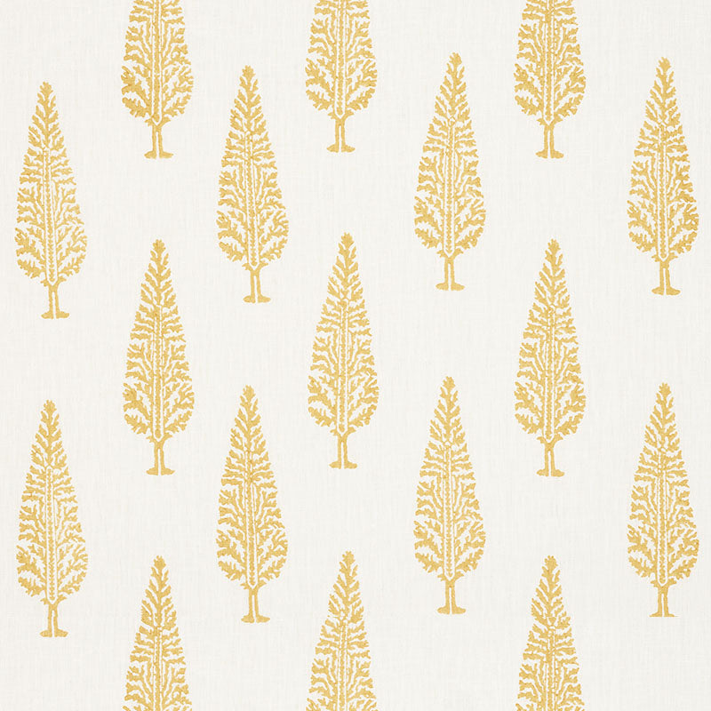 Juniper Block Print fabric in yellow color - pattern number 178512 - by Schumacher in the Palampore collection