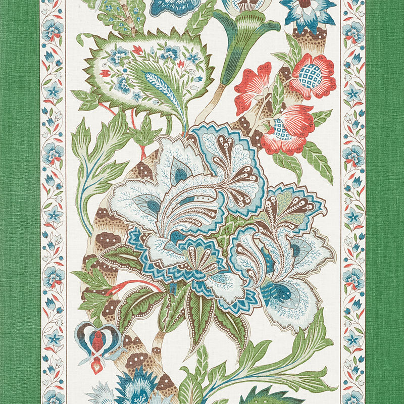 Anjou Stripe fabric in emerald color - pattern number 178520 - by Schumacher in the Timothy Corrigan collection