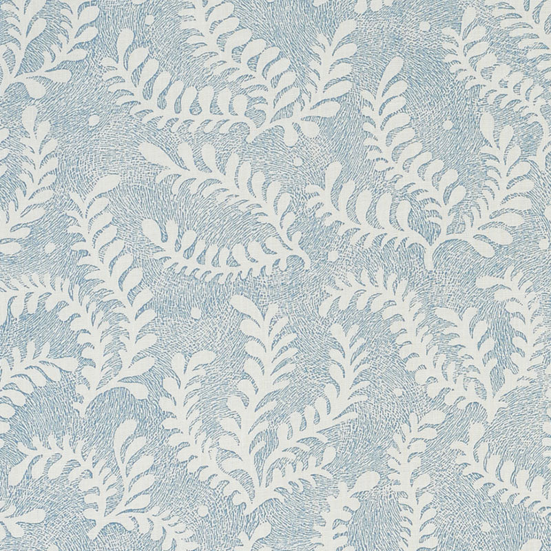 Etched Fern fabric in blue color - pattern number 178531 - by Schumacher in the Revisit Of Popular Patterns collection