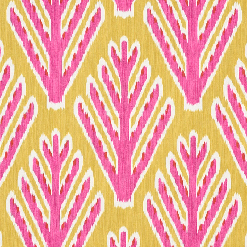 Bodhi Tree fabric in yellow and pink color - pattern number 178560 - by Schumacher in the Johnson Hartig collection