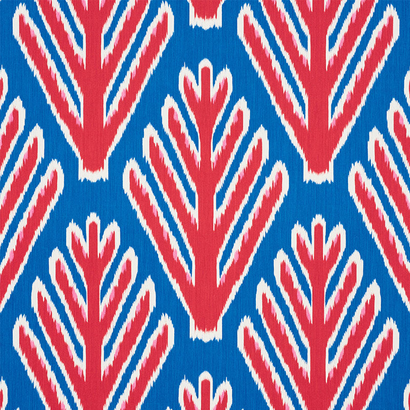 Bodhi Tree fabric in blue and red color - pattern number 178561 - by Schumacher in the Johnson Hartig collection