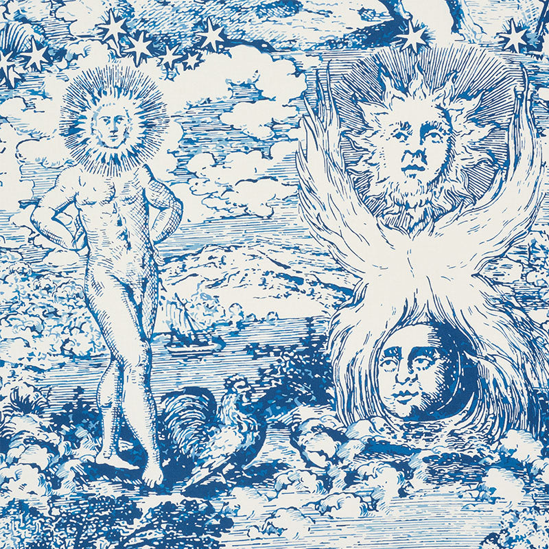 Modern Toile fabric in indigo color - pattern number 178620 - by Schumacher in the Johnson Hartig collection
