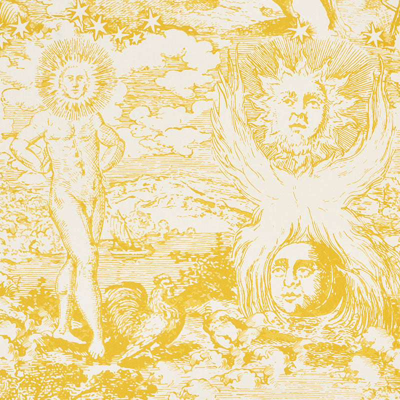 Modern Toile fabric in yellow color - pattern number 178622 - by Schumacher in the Johnson Hartig collection