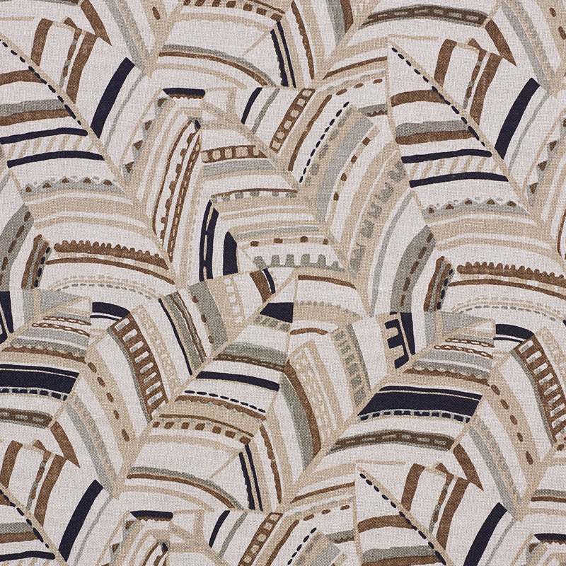 Deco Leaves fabric in neutral color - pattern number 178651 - by Schumacher in the Tropicana collection