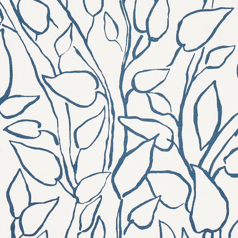 Solandra Vine fabric in blue color - pattern number 178700 - by Schumacher in the Freehand collection