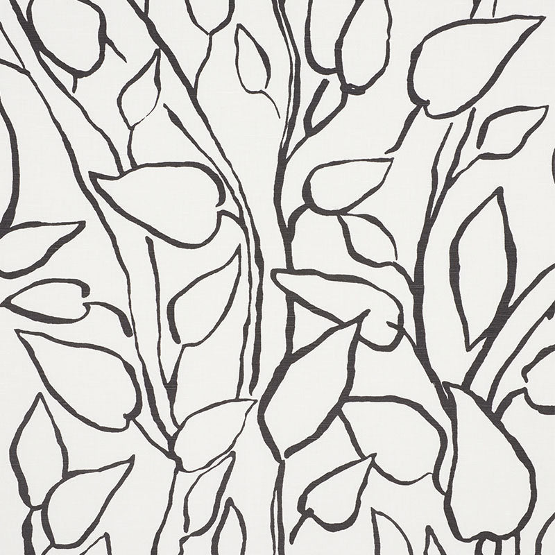 Solandra Vine fabric in black color - pattern number 178702 - by Schumacher in the Freehand collection