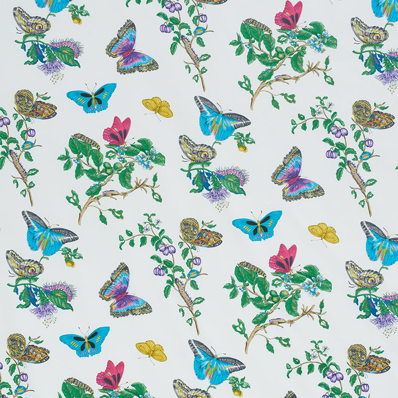 Baudin Butterfly Chintz fabric in turquoise color - pattern number 178721 - by Schumacher in the Schumacher Classics collection