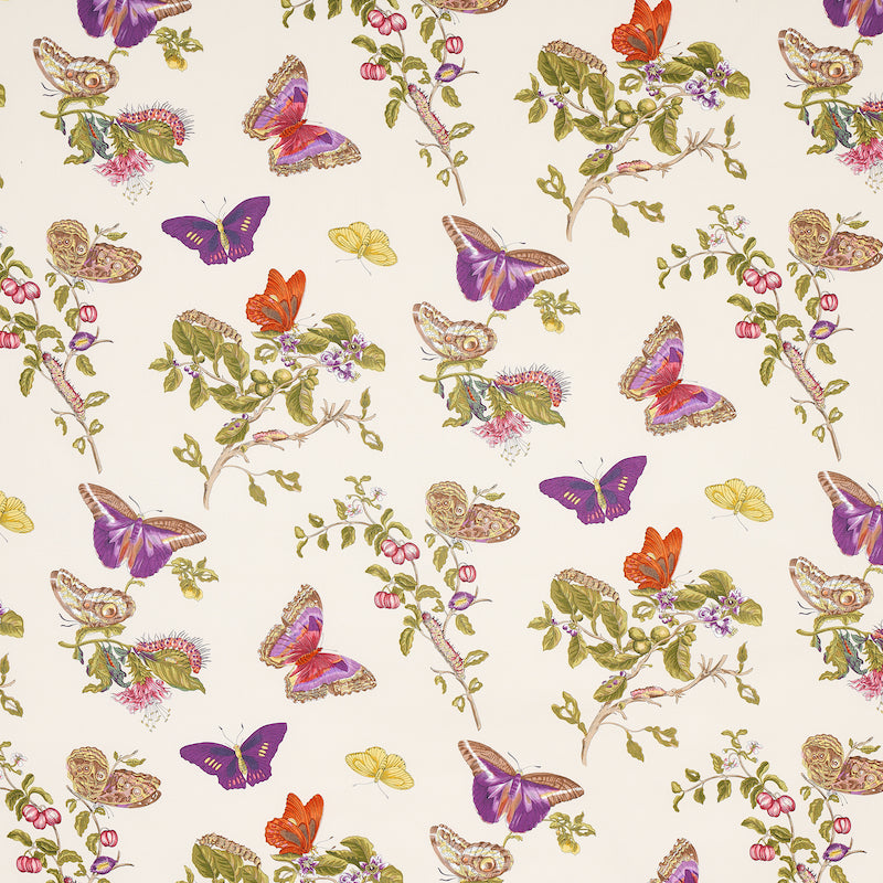 Baudin Butterfly Chintz fabric in purple color - pattern number 178722 - by Schumacher in the Schumacher Classics collection