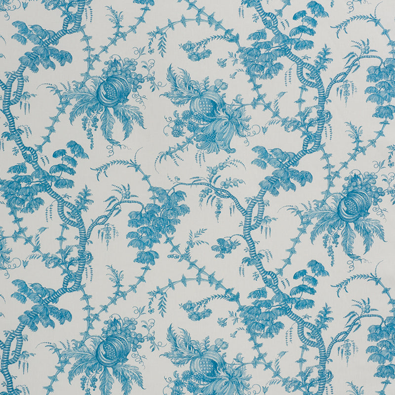 San Cristobal Toile fabric in peacock color - pattern number 178731 - by Schumacher in the Schumacher Classics collection