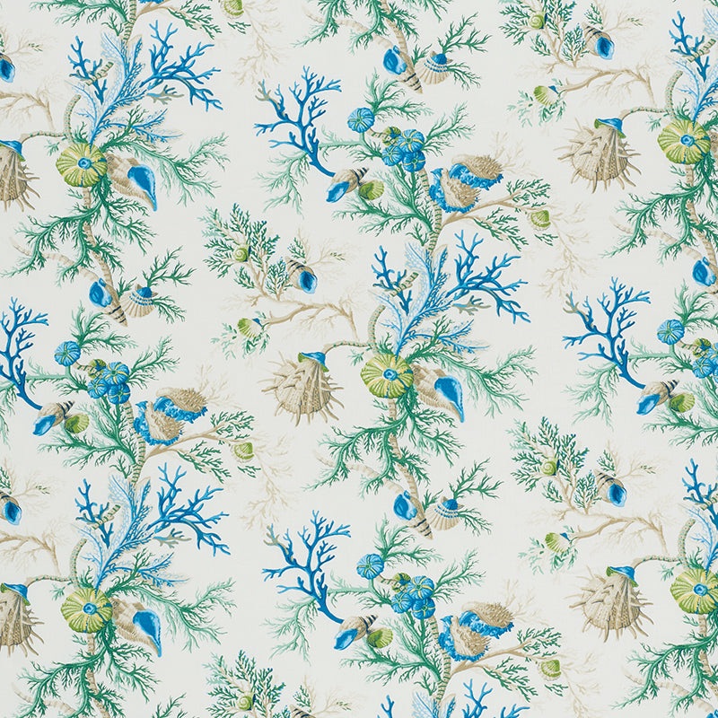 Del Tesoro fabric in blue and green color - pattern number 178760 - by Schumacher in the Schumacher Classics collection