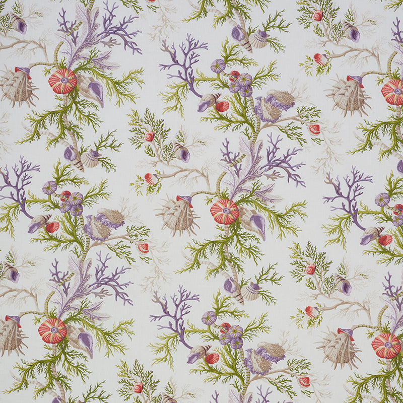 Del Tesoro fabric in purple and coral color - pattern number 178762 - by Schumacher in the Schumacher Classics collection