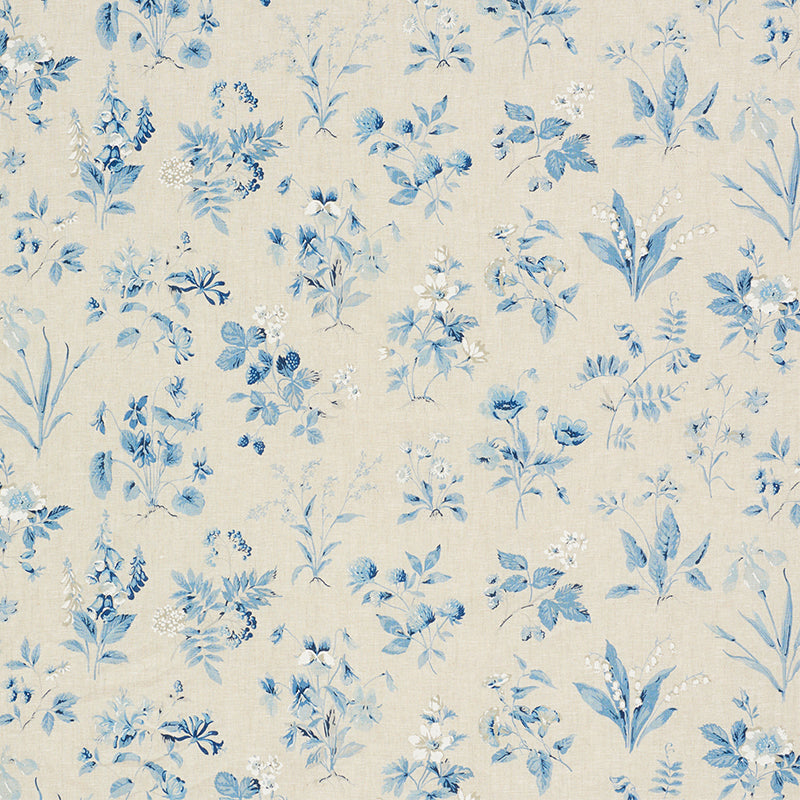 Floreana fabric in blue color - pattern number 178790 - by Schumacher in the Schumacher Classics collection